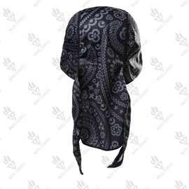 Magic Scarves Paisley Breathable Cap Adjustable Bandanna Cap Sweat Absorbing Headscarf Anti-UV Head Protection Black Head Wrap