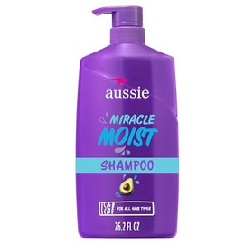 Aussie Miracle Moist Champú para todo tipo de cabello - Seco, Rizado, Crespo, Ondulado, Liso - Sin Parabenos, Hidratante, Limpieza Suave con Aceite de