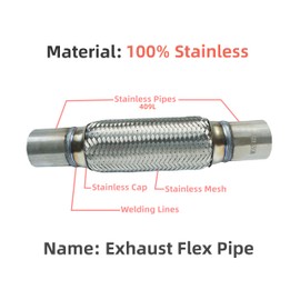 SUISFLXGRO Exhaust Flex Pipe 3.5"X8"/12" Universal Type 100% Stainless Steel For Heavy Duty and Cars