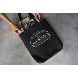 clothinx Midsomer Inspector - Welcome to Midsomer - Highest crime rate in England - Population Unsteady - The Home of the Inspector Fabric Bag, black