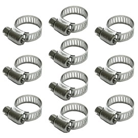 Yamakal Hose Band, Stainless Steel Band, Hose Clamp, SUS304 Stainless Steel, Adjustable, Strong Fixing, Pack of 10, 0.4 - 0.6 inches (10 - 16 mm)