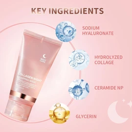 Collagen Night Wrapping Peel-Off Mask – Overnight Face Mask with Deep Hydration, Firming & Glow – Reduces Wrinkles & Sagging for Radiant, Youthful Skin – Includes 75ml Jar & Mask Applicator