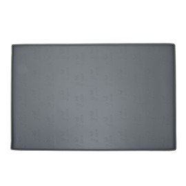 Pet Placemat Prevent Spill Dishwasher Safe Slip Proof Waterproof Silicone Dog Feeding Mat for Water Food Bowl Gray
