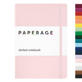 PAPERAGE Dotted Journal Notebook, (Blush), 160 Pages, Medium 5.6 in x 8 in - 100 GSM Thick Paper – Hardcover Journaling Notebook for Work, School & Bullet Journaling