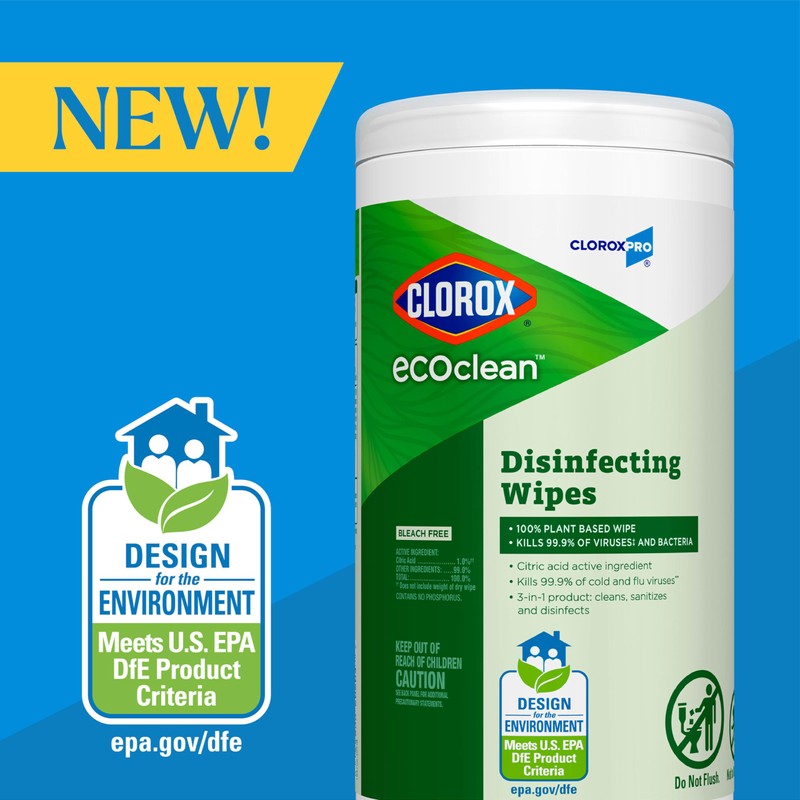 CloroxPro Clorox EcoClean Disinfecting Wipes, Multipurpose 100% Plant Based Cleaning