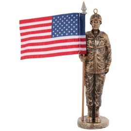 Soldier Holding American Flag Resin Christmas Tree Ornament