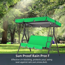 Garden Swing Canopy Replacement, Swing Chair Canopy Replacement for Swings Seat 3 Seater Swing Canopy Replacement Cover Waterproof Windproof for Outdoor Yard (Green)