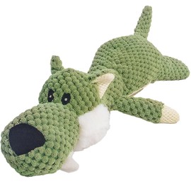 FOOPET - Peluche para perros grandes, juguetes chirriantes para perros pequeños, medianos y grandes, juguete masticable de peluche duradero para todas las razas, tamaño grande, verde