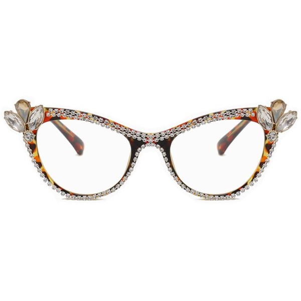 bullabulling Bling Rhinestones Cat Eye Reading Glasses Crystal Diamond Frame