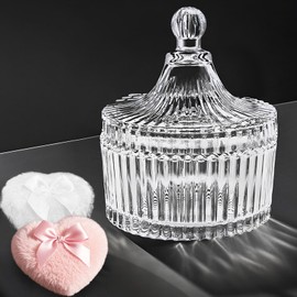 Body Powder Puff and Container: 6 inch Large Powder Puff Container for Women, Dusting Crystal Clear Powder case with 2 Soft Power Puffs, Washable Portable