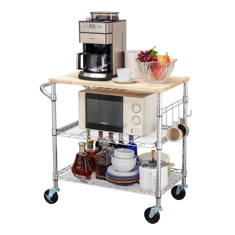 Finnhomy 3-Tier Rolling Kitchen Cart with 18" D x 30"