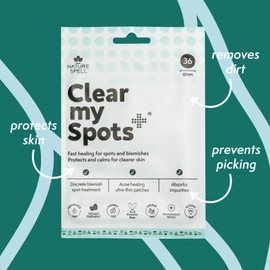 Nature Spell Clear My Spots Patches, Removes Dirt & Excess Oils, Targets Pimples & Blemishes, Vegan, Translucent, 36 Patches