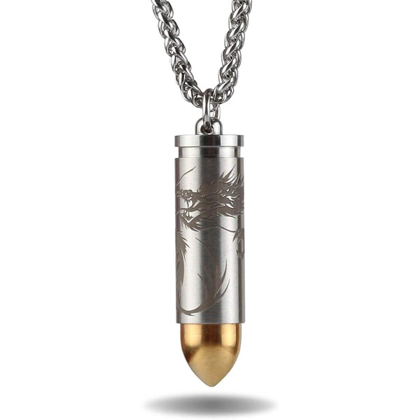 Titanium Mini Nitro Pill Fob Inner Diameter 0.32 Inch with Premium Necklace and Extra Chamber Tip Light Weight Pill Holder for EDC Waterproof 30ft (PF193B)
