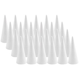 Crafjie 24 Pack Craft Foam Tree Cones for DIY Arts and Crafts (2.13 x 4.25in), White Small Polystyrene Foam Cones, Polystyrene Foam Cone, for DIY Christmas Gnomes, Christmas Tree, Holiday Decor