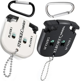 Golf Scorer Counter with 2 Carabiners Golf Result Indicator Hand Counter Player Strike Counter with Key Chain for 2 Players Score Counters Pack of 2