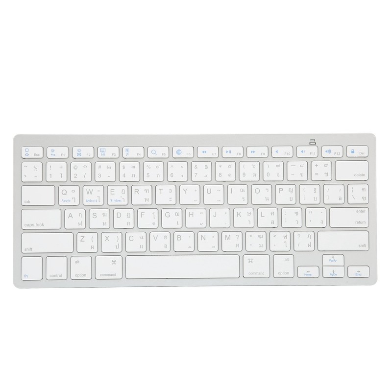 Wireless Keyboard English Thai Bilingual Portable Stylish Ultra Thin Silver