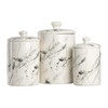 10 Strawberry Street Marble 3 Piece Canister Set, White/Black