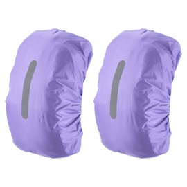 PATIKIL 15-25L Waterproof Backpack Rain Cover, 2 Pack Non-Slip Backpack Cover with Vertical Reflective Strap Stay Dry for Hiking, Camping, Hunting, XS, Purple