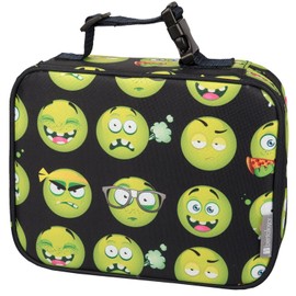 Bentology Lunch Bag and Box Set for Kids - Boys Insulated Lunchbox Tote, Bento Box, 5 Containers and Ice Pack - 9 Pieces - Emoji