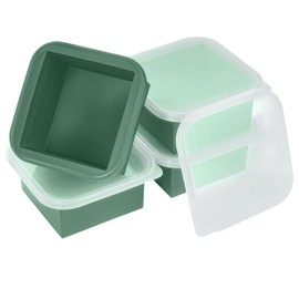 KEVJES - Bandejas congeladoras de silicona de 2 tazas con tapas, perfectas para preparación de comidas, control de porciones y fácil congelación, moldes de contenedores para sopa, sobras (verde