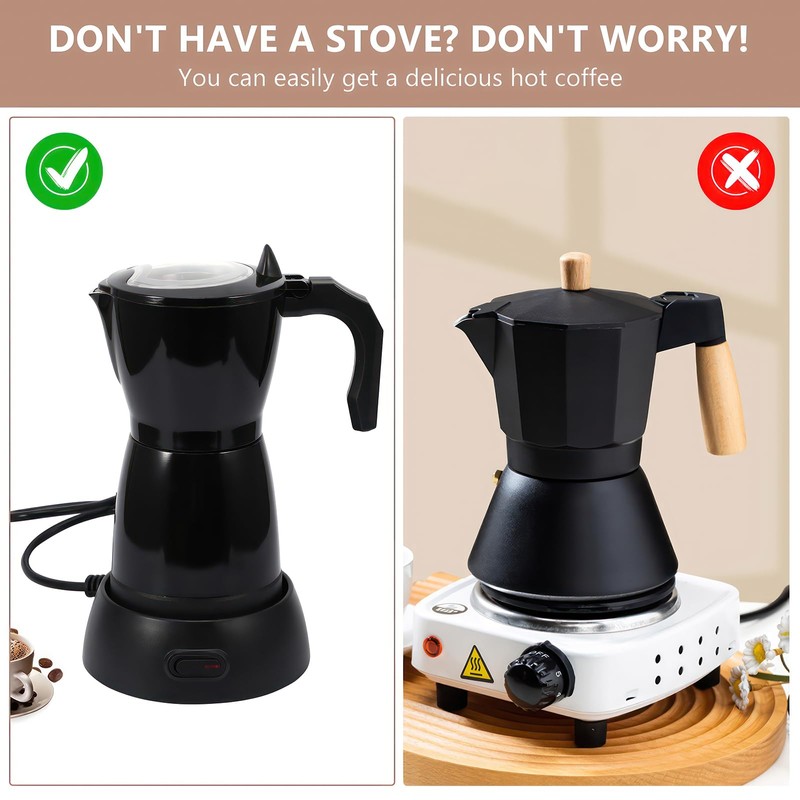 SHANGSKY Coffee Pot Electric Moka Pot 6 Cup, Espresso Coffee