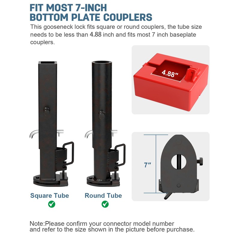Gooseneck Trailer Lock, Heavy Duty Trailer Lock Fits Round &