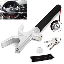 Car Steering Wheel Lock, lootaan The Anti Theft Device for Cars, Universal Car Steering Wheel Lock, Adjustable Vehicle Anti-Theft Lock with 3 Keys and Safety Hammer Function