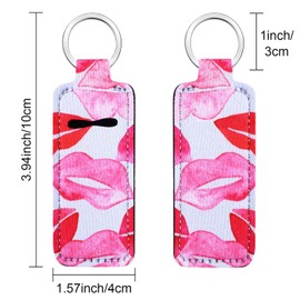 12 Pieces Mini Chapstick Holder Keychain Lip Balm Holders Elastic Waterproof Neoprene Lipstick Tracker Sleeve Keychains Egg Toy Filler Travel Accessories with Metal Ring for Birthday Gift, 12 Styles