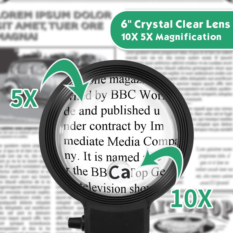 10X 30X Floor Magnifying Glass with Light and Stand,36 LED