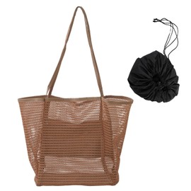 maisondeunmaillot Beach Bag, Pool Bag, Mesh Bag, 6.5 gal (22 L), Tote, Washable, Lightweight, Nylon Bag, Pool, Sauna, Spa, Eco Bag, tan