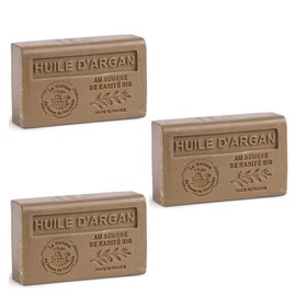 Feste Seife mit Arganöl, angereichert mit Bio-Sheabutter, Duftseife, 100 % pflanzlich, hergestellt in der Provence, feuchtigkeitsspendende Hand und Körper, 3 x 125 g