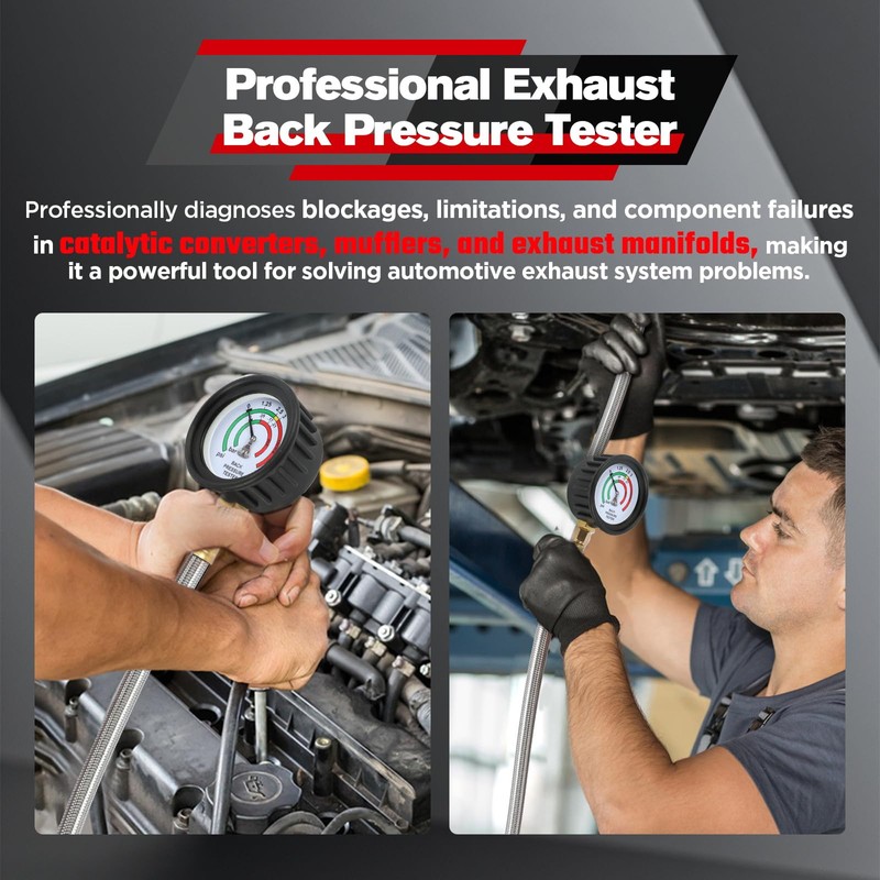 Exhaust Back Pressure Tester Kit with 6FT Stainless Steel Hose