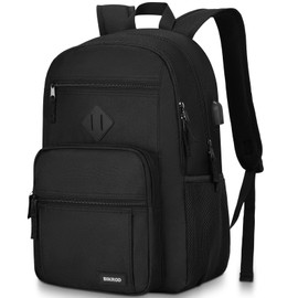 Black Backpack for Men and Women, Backpack for School Teens Boys and Girls, Lightweight Casual High School Bookbag, Daily-use Travel Laptop Backpack with USB Charging Port Fits 17.3 Inch Notebook