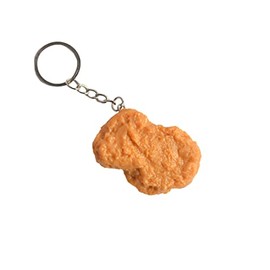 Imitation Food Keychain Fried Chicken Leg Nuggets Wing Keychain for Handbag Purse Car Accessories-A nugget