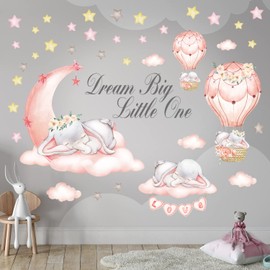 DECOWALL SG-2203 Dream Big Little One Wall Sticker Decor Kindergarten Nursery Kids Room Star Moon Scandinavian Interior DIY Wall Decal Sticker Wall Art Stickers Boys Girls Children Bathroom Decoration