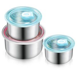 3 Pack Stainless Steel Snack Containers For Kids, Leak Proof Stainless Steel Food Containers With Lids, Stackable Food Storage Containers
