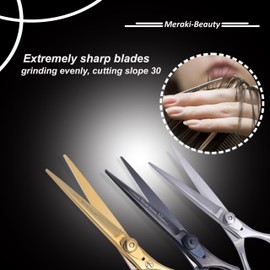 Meraki Premium Professional Hairdressing Scissors Stainless Steel Barber Shears for Salon & Home Use Razor Sharp Blades Ergonomic Handle (Silver, 7.5'')