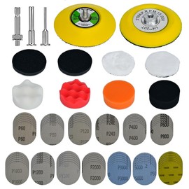 138 PCS 3Inch Sanding Disc Drill Polishing Kit 60-10000 Grit, Headlight Restoration Kit with 1/8" 1/4” Shank Backer Plate, Dry Wet Sanding Paper, Polishing Pads and Interface Pad for Car Metal Glass