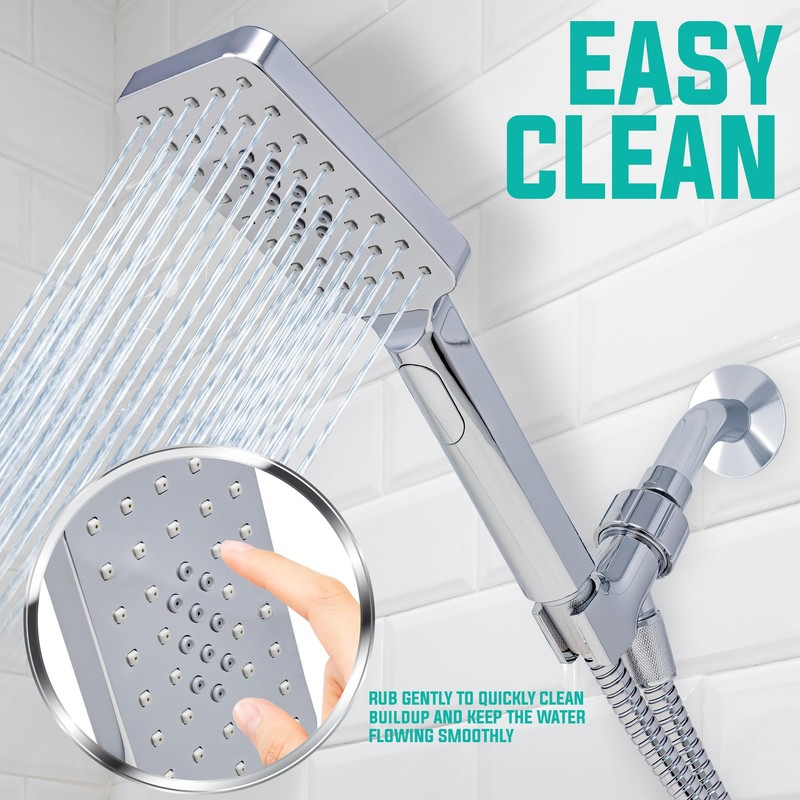 Metpure High-Pressure Handheld Shower Head with Easy Clicker for Multiple