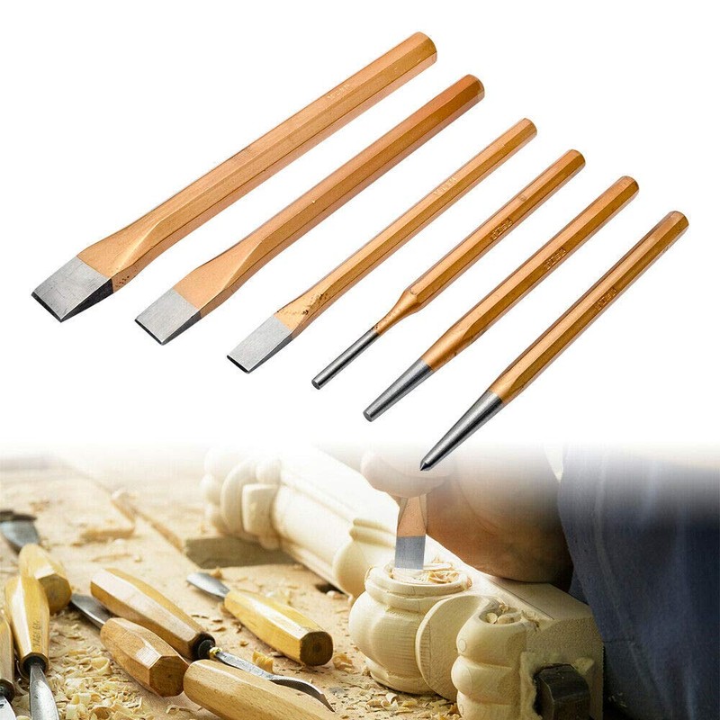 6 Piece Punch and Chisel Set, Wood Carving Hand Chisel
