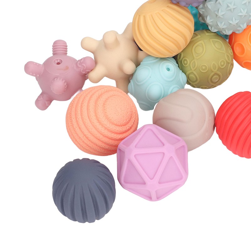 16PCS Baby Soft Textured Sensory Balls Toddlers Exploration Toys Sensory