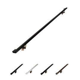 Modern Aluminum Handrail Grab Bar Kit, Adjustable Steel Brackets Included, Returns to Wall, Powder Coated Finish (Bronze/Black, 6 Foot Handrail Set)