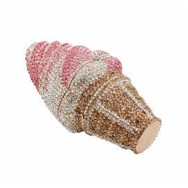 DJBM Chic Ice Cream Rhinestone Clutch Cute Diamond Crystal Purse Evening Bags for Women Party Wedding Cocktail Prom, Pink