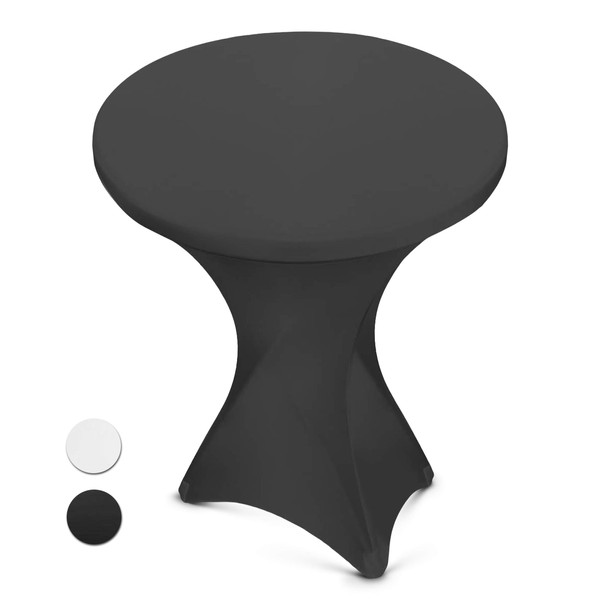 Black Spandex Cocktail Table Cover - Fitted High Top Round