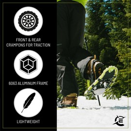 Cascade Mountain Tech unisex adult Expedition Trail Kit Snowshoe, Grey and Green, 21 - Up to 150 lbs US