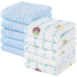 Yoofoss Muslin Washcloths 100% Cotton Face Towels 6 Packs Wash Cloths set 12x12in Soft and Absorbent:_Dark Green_6