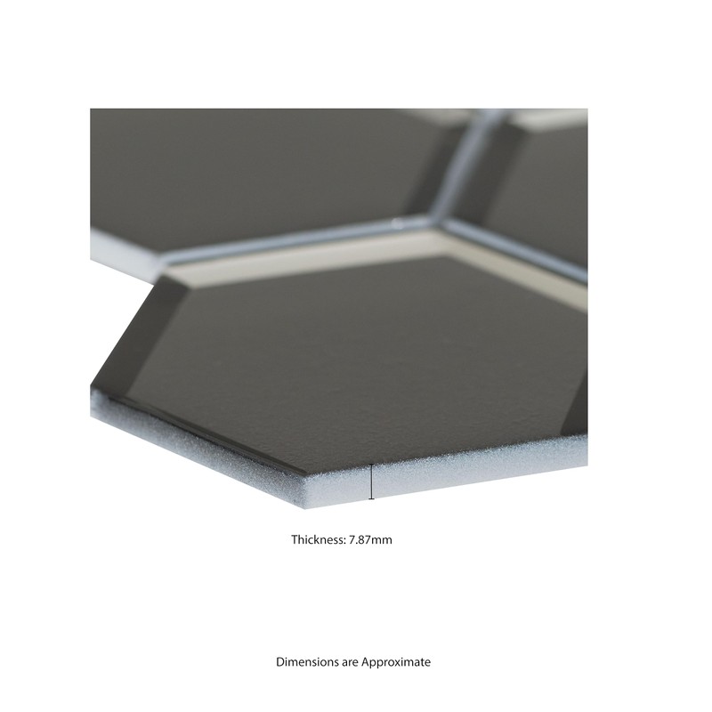 MSI Metallic Gray Beveled Glossy Hexagon Glass Tile for Kitchen