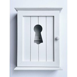 White Key Cabinet - Keyhole Window