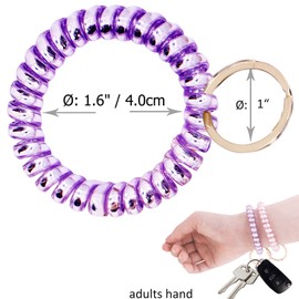 BIHRTC Pack of 6 Key Wristlet Coil Keychain Bracelet Spiral Keychain Bracelet Coil Hair Ties Candy Colors Spiral Bracelets Ponytail Holders for Sauna Gym Pool ID Badge Outdoor Keychain