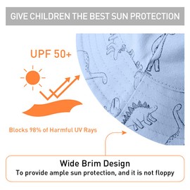 ORVINNER Baby Sun Hat Cotton, Toddler UPF 50+ Sun Protection Beach Bucket Hat Kids Boys Girls Wide Brim Summer Play Hat, A3 - Light Blue, 12-24 Months